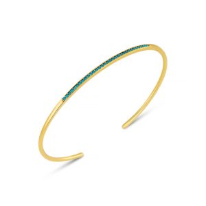 Fine Turquoise Pavé Open Bangle
