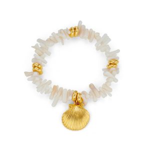 Cream Coral Chip & Shell Bracelet