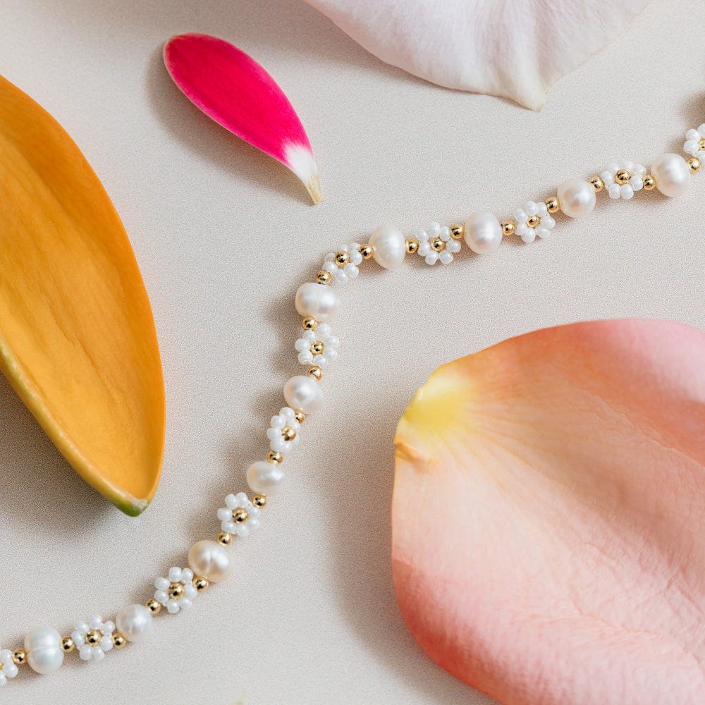 Floral Stationed Pearl Beaded Bracelet - Image 3