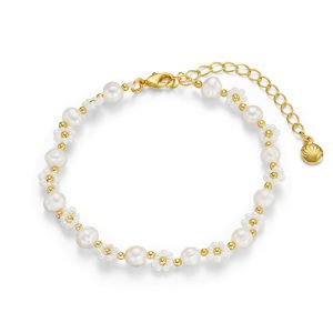 Floral Stationed Pearl Beaded Bracelet
