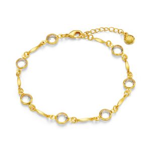 Faceted Crystal & Link Chain Bracelet
