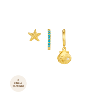 Starfish & Shell Turquoise Ear Stacking Set