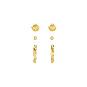 Shell & Wave Hoop Earring Stacking Set
