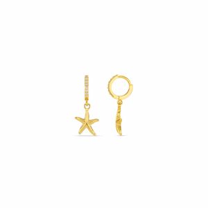 Pavé & Starfish Micro Hoop Earrings