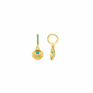 Turquoise Shell Micro Hoop Earrings