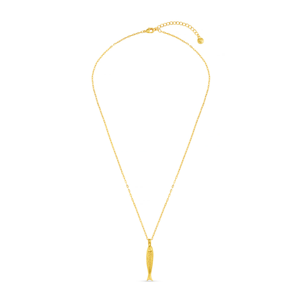 Textured Fish Charm Necklace - Image 4