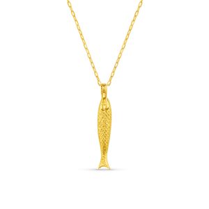 Textured Fish Charm Necklace
