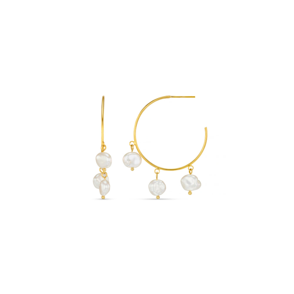 Fine Pearl Shaker Hoop Earrings