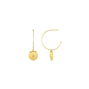 Pavé Shell Fine Hoop Earrings