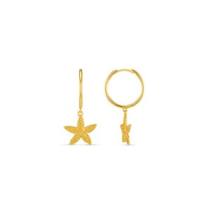 Starfish Drop Mid-Size Hoop Earrings