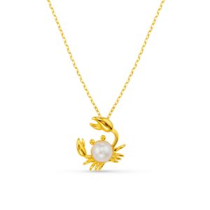 Pearl Crab Charm Necklace