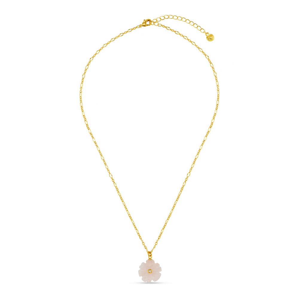 Rose Quartz Flower & Crystal Necklace - Image 3