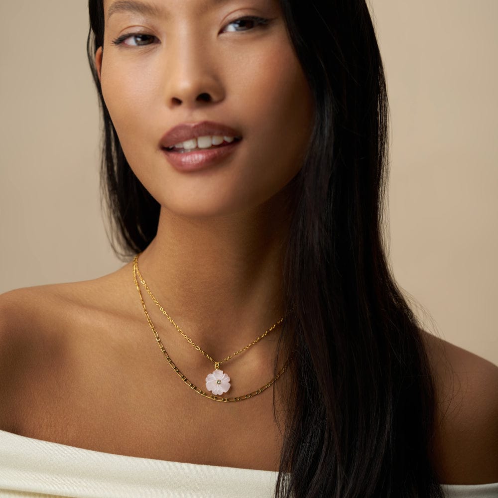 Rose Quartz Flower & Crystal Necklace - Image 2