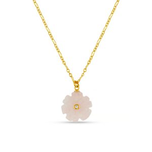 Rose Quartz Flower & Crystal Necklace