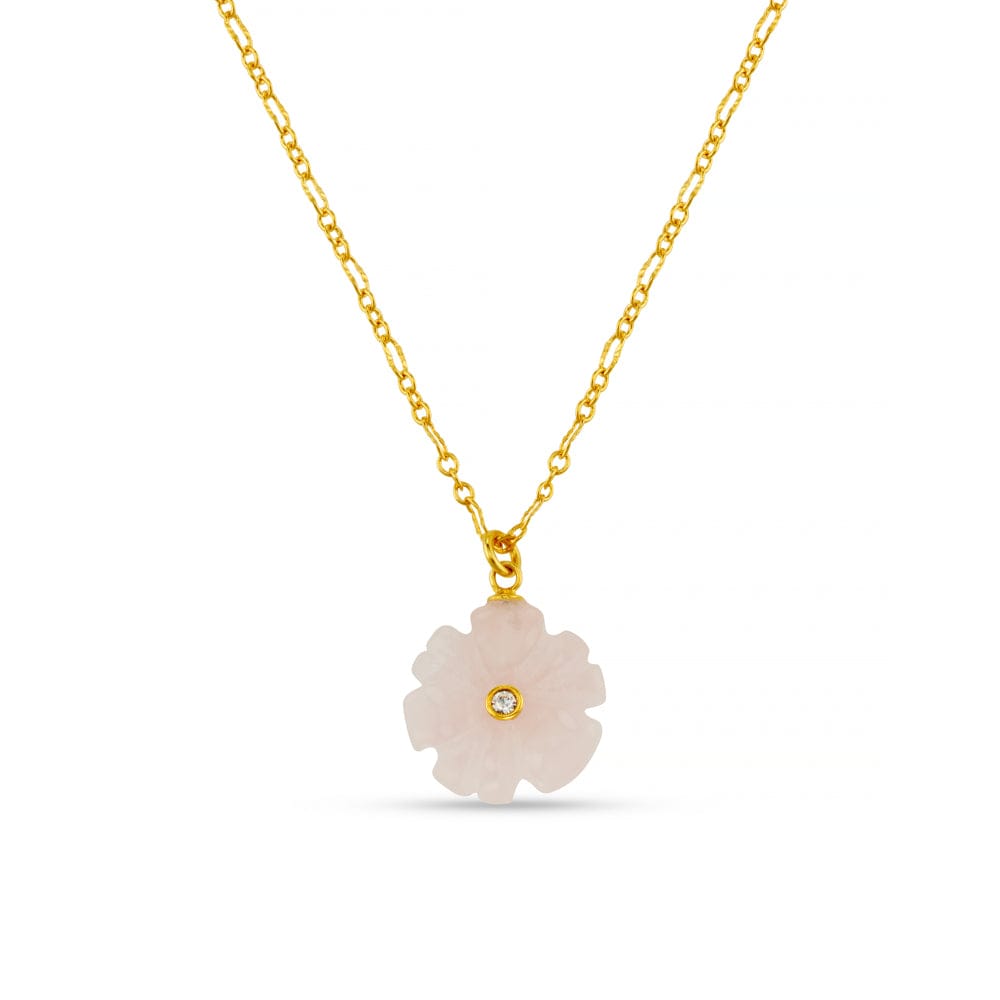 Rose Quartz Flower & Crystal Necklace