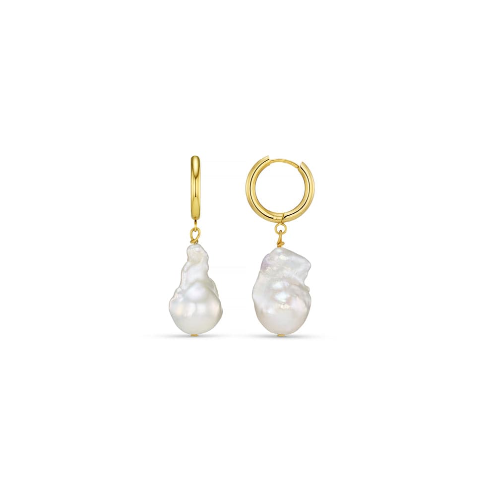 LUXE Statement Pearl Drop Hoop Earrings