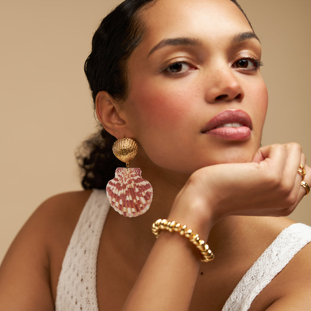 Statement Calico Shell Earrings - Image 2