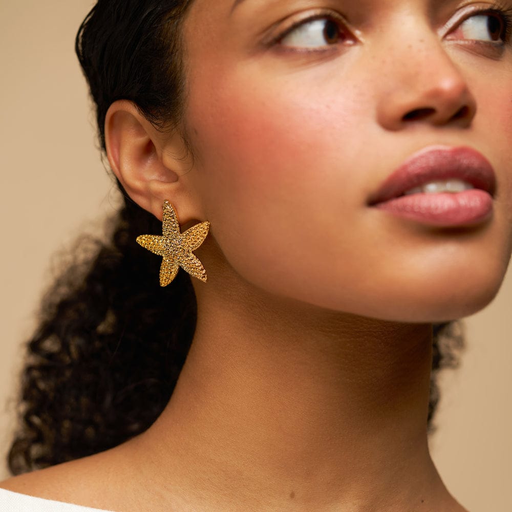 Textured Starfish Stud Earrings - Image 2